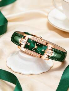 1件/套 复古风格超薄学生手表，小表盘，精致女士腕表，真皮石英表 - 彩色 - 查看 6