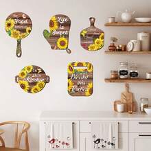 4 piezas de pegatinas planas de pared con girasoles y comida deliciosa, adecuadas para decorar la habitación, el hogar y la cocina - girasol - Ver 7
