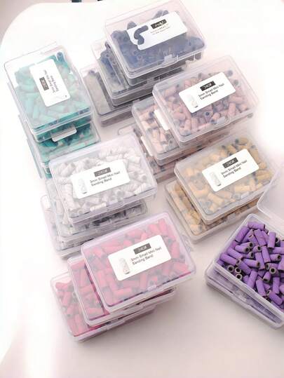 100Pcs 3.1mm Mini Nail Sanding Bands Set - Electric Nail Drill Accessory, Sanding Rings For Manicure Dead Skin Cuticle Removal Pedicure Tool