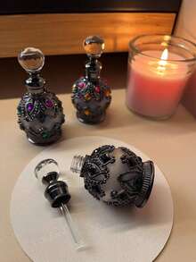 1瓶15毫升高端香薰精油，水晶瓶身，小型可填充香薰瓶，假日旅行香氛分装瓶，复古迪拜风格，母亲节礼物，女士礼物，情人节礼物，家居生活 - 彩色 - 查看 3