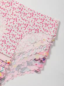 8pcs/Pack Soft Cloud-Like Fabric Panties With Retro Memphis Print & Ruffle Trim, Skin-Friendly Breathable Seamless Triangle Briefs, Essential For Sweet Girl Daily Wear - Multicolor - View 3