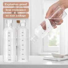 500/750毫升透明塑料水瓶，带时间刻度，创意大容量防漏牛奶杯，儿童学校健身运动饮水杯，车载透明塑料杯，创意便携大容量水杯，适用于办公室、咖啡店、健身房等场所。 - 彩色 - 查看 3