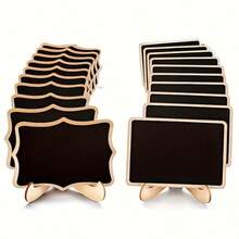 21pcs Mini Chalkboard Signs With 1pc Chalk, 4"X3" Wooden Reusable Blackboard For Food, Buffet, Elegant Dining, Wedding Party, Message Board, Table Numbers - A - View 6