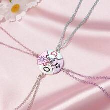 4件套彩色拼接星星月亮太阳云朵闺蜜项链 BFF友谊首饰 女士礼物 - 星星月亮太陽雲朵項鍊 - 查看 2