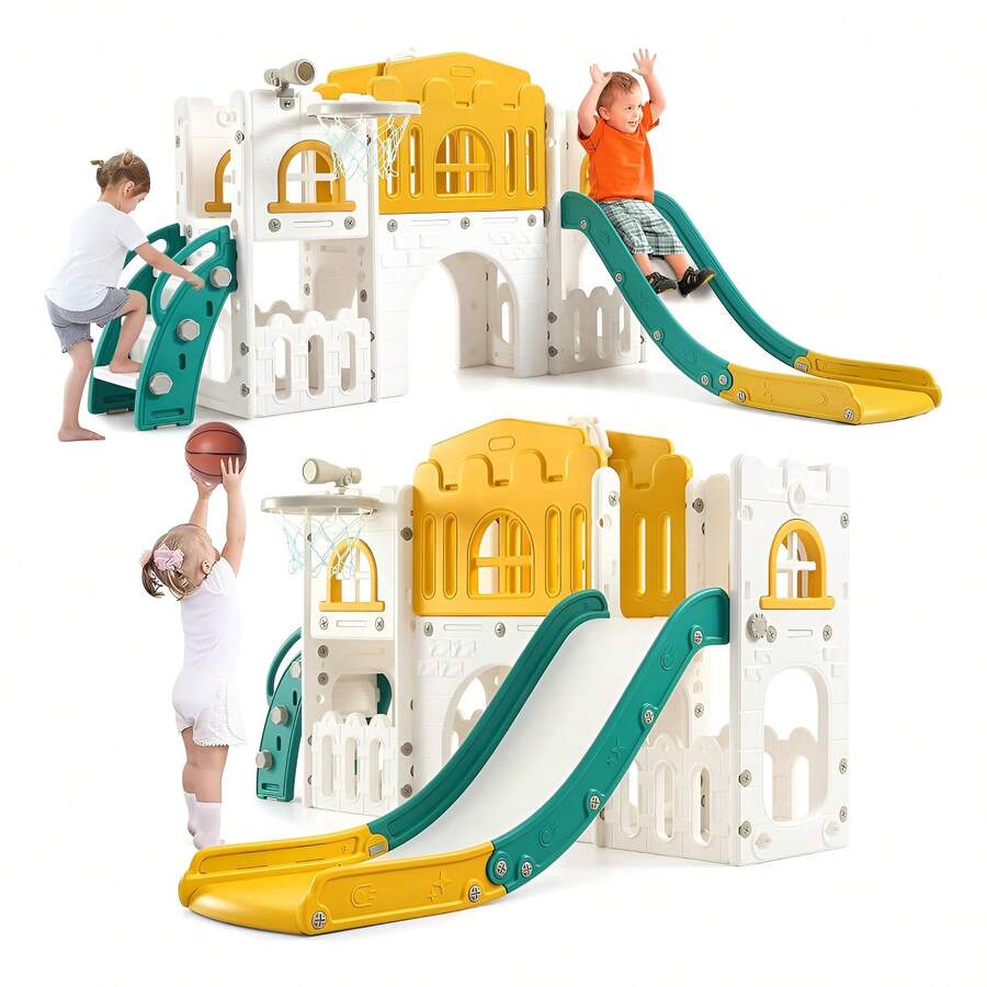 Kids Freestanding Slides - Orange/Green - View 1