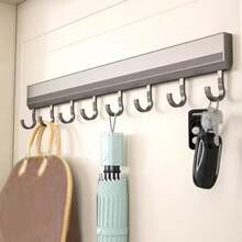 Kitchen Storage Rack, Aluminum Alloy Hook, Wall Mounted Kitchen Utensil Storage Rack, Bathroom Towel Hanger WLKT - 10 Hooks - View 3