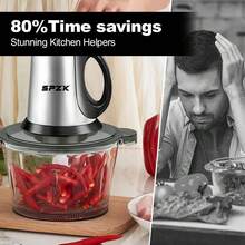 SPZTJK Electric Meat Grinder Food Chopper With Two 8 Bowls & 2 Bi-Level Blades, 6-Second Fast Meat Grinder, Household Function, Minced Vegetable Meat Grinder, Garlic Puree Complementary Food, Juice Noodles, One Machine, Can Come Into Contact With Food - Xem 5