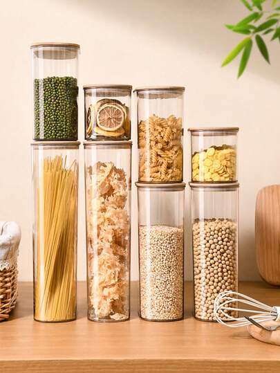 1 Piece Set Of Transparent 500/1000/1500/2000ML Sealed Plastic Food Storage Container With Lid - Kitchen Storage Can, Used For Storing Pasta, Cookies, Nuts, Coffee, Grains, Flour - Kitchen Storage Supplies, Waterproof And Dustproof, Home Storage And Organization