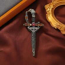 1 Baroque Rhinestone Medieval Knight Sword Design Brooch Suit Coat Clothing Accessories Holiday Party Couple Gifts Classy - Style1 - 查看 5