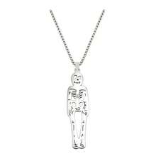 男女通用哥特朋克风骷髅头不锈钢吊坠项链 - 銀色 - 查看 4