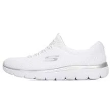 Skechers Women's Lightweight Casual Shoes, SPORT Women One-Piece Slip-On Athletic Sneakers, Soft Sole Walking Shoes 12980-WSL - White/Silver - View 2