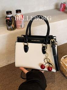 BELLEBORG 女士手提包，配有可拆卸肩带，简约实用，多功能 - 黑與白 - 查看 7