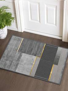 1pc Outdoor Anti-Slip Doormat, Gray Geometric Print, Indoor Carpet, Bathroom Mat, Kitchen Mat, Decorative Rug, Multi-Purpose Floor Mat, Hallway Carpet, Soft & Comfortable, Easy Anti-Slip, Suitable For Kitchen, Indoor/Outdoor Entrance, Bedroom, Home Decor, Machine Washable - Grey - View 12