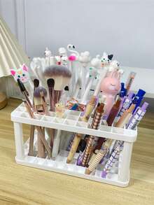 360 Degree Rotating Makeup Brush Holder, Dustproof Eyeshadow Brush Bucket, Vanity Desk Organizer - Multicolor - View 3