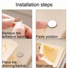 Cesta de drenaje magnética para fregadero, cesta triangular para drenaje de frutas y verduras, filtro colector de residuos de alimentos, organizador de almacenamiento de cocina UJSN - Blanco - Ver 6