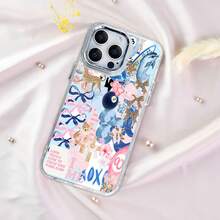 Estuche para teléfono con estampado de flores y pajaritas de flamencos Compatible con fundas de teléfonos ,  17,  16 Pro Max,  15 Pro Max,  13 y  12 A prueba de golpes, agua y rayones Un gran regalo para familiares, amigos, amantes, novios/novias y el Día de San Valentín - transparente - Ver 5