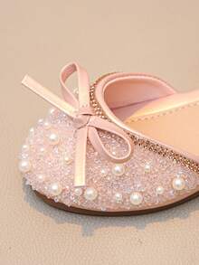 Girls' Glitter Dress Sandals, Low Heel Crystal Princess Flower Flat Shoes, Suitable For Weddings And Parties - Pink - View 5
