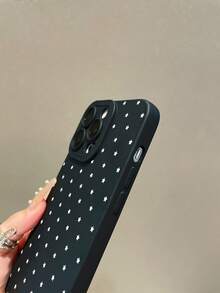 1pc Creative Full-Screen White Star Pattern Painted Pupil Black Matte Texture TPU Material Pupil Shockproof Phone Case, Suitable As Gift For Boyfriend/Girlfriend, Compatible With Apple, Compatible With OPPO, Compatible With Vivo And Other Android Models - Multicolor - View 6