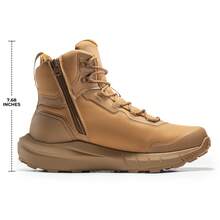 Botas de Senderismo Táctical para Hombre Ligeras con Suela Acolchada para Trabajo todo el día Cremallera Lateral Motocicleta Combate - Marrón - Ver 9