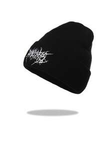 1/2pcs Casual Men Embroidered Scarf Knitted Beanie, Women's Fashion Street Ski Hat, Warm And Versatile Cold Weather Cap, Loose Fit - Multicolor - View 2