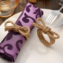 2/4/6/8/12pcs Jute Rope Bow Napkin Rings, Handmade Rustic Linen Napkin Holders, Suitable For Wedding, Party, Birthday, Dinner Table, Christmas, Thanksgiving, Home And Outdoor Dining Decor, Bridal Shower, Farmhouse Style Valentine's Day - Multicolor - View 8