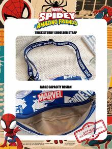 Marvel 1 件漫威蜘蛛侠系列官方授权图案时尚腰包休闲多功能单肩包轻便可调节肩带斜挎包，适合女性/女孩/青少年/学生日常/外出/购物/情人节使用。 - 彩色 - 查看 10