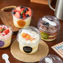 5/10/20/50个装带盖塑料杯，甜点杯、布丁杯、酸奶杯，适用于派对、露营、野餐、外卖、厨房用品、餐具配件、食品包装 - 透明 - 查看 4