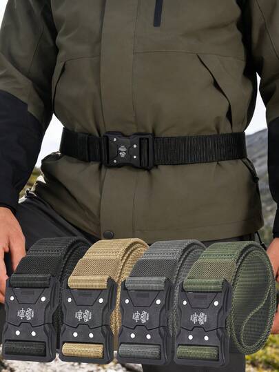Unisex Outdoor Tactical Nylon Woven Belt, Square Quick Release Buckle Design For Convenient And Fast Fastening, Comfortable And Durable Material With Good Breathability, Adjustable Length Suitable For Plus Size, Suitable For All Seasons, Can Be Paired With Jeans, Pants, Skirts, Dresses As A Multifunctional Belt, Suitable For Daily Commuting, Office, Sports Wear - Perfect Gift For Eid, Valentine's Day, Birthday, Anniversary