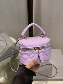 Lightweight Mini Chain Bag Quilted Handbag Bucket Bag Suitable For Girls, College Students And Office Workers - Purple - View 10