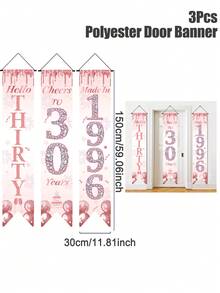 3件套玫瑰金30岁生日旗帜、30岁生日横幅、30岁生日派对装饰、30岁生日对联、生日背景装饰、生日派对墙面装饰、生日派对用品、30岁生日礼物、派对礼物、家居装饰 - 玫瑰金30歲生日 - 查看 12