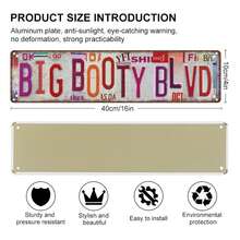 Vintage Big Booty Blvd Metal Street Tin Sign 16x4 Inch Rustic Wall Plaque Pre-Drilled Holes Easy Hang Retro Decor For Bar Garage Man Cave Party Funny Novelty Gift - Multicolor - View 3