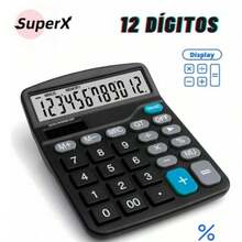 12-Digit Commercial Calculator With Large Screen (Dual Power Solar Or Battery) - Black - View 3