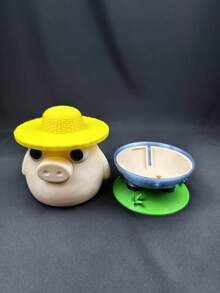 Hucha de cerdo linda en estilo de granja | Hucha de monedas para niños y familia - Multicolor - Ver 7