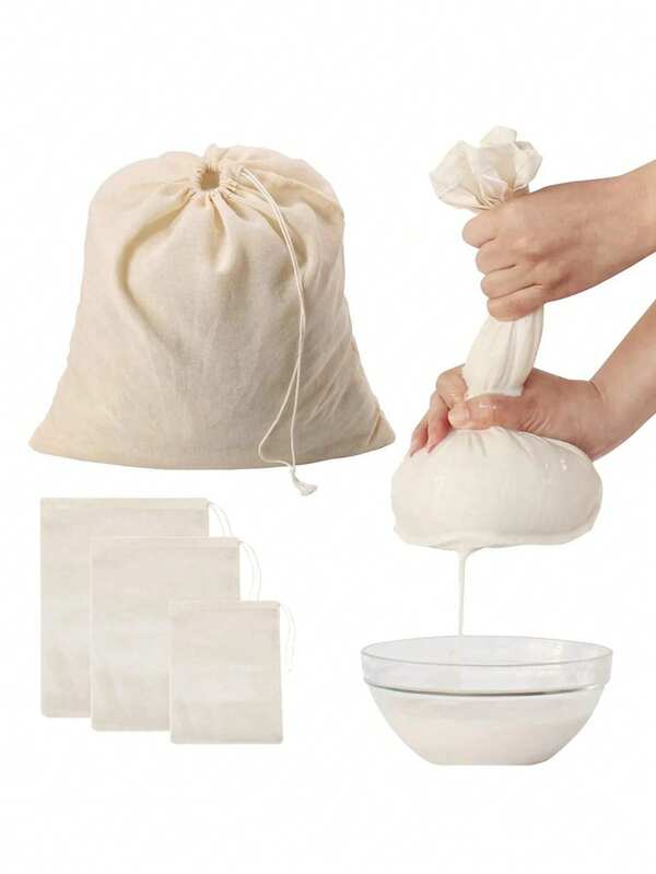 Filtering Gauze Bag, Mesh Filter Bag, For Decoction, Meat Broth, Soy Milk Filtration, Coffee, Ultra-Fine Fruit & Vegetable Juice, Wine Residue Filtration, Kitchen Stuffing Bag