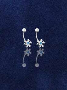 1pc S925 Sterling Silver Minimalist Snowflake Nose Stud, Luxury Style, Suitable For Women's Daily Wear, Parties, Banquets And Other Occasions - Single - View 5