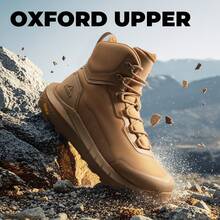 Botas de Senderismo Táctical para Hombre Ligeras con Suela Acolchada para Trabajo todo el día Cremallera Lateral Motocicleta Combate - Marrón - Ver 7