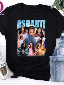 Ashanti Bootleg Retro 90s Shirt, Ashanti Vintage Style 2000s Rap Tee, Ashanti Lover Gift For Fan, Y2 - 黑色 - 查看 1