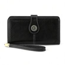 Gränsöverskridande explosiv antimagnetisk plånbok för kvinnor, europeisk och amerikansk retro, oljevaxat läder, ihålig plånbok, plånbok med stor kapacitet, kuvertväska - Dammrosa - Visa 4