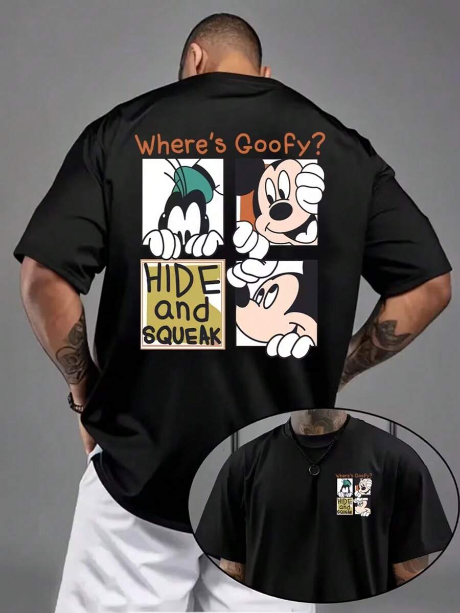 Disney Official Authorization-Disney Mickey Printed Shirt, Dad's Father's Day Birthday T-Shirt-Perfect Holiday Gift For Friends And Family, Birthday Gift. - 黑色 - 查看 1