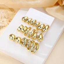 18件套CCB耳环套装，圆形扭纹水滴耳环，女士珠宝礼品套装 - 金色 - 查看 2