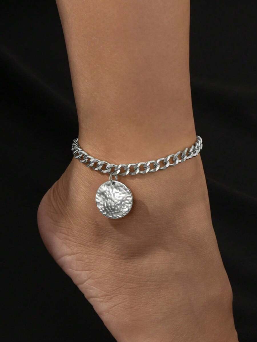 European And American Jewelry Ins Retro Exaggerated Round Thick Chain Anklet, Stainless Steel Material, Very Suitable For Casual Wear And Gifts, Beach Holidays, Year-Round Wear, Parties And Daily Use. - Anklets - View 1