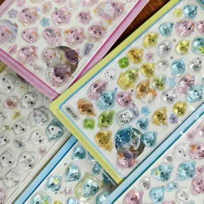 1张热门日系动漫可爱趣味卡通周边贴纸，趣味漂浮贴纸，多巴胺少女爱心可爱水滴贴纸，新款可爱趣味DIY贴纸，可用于行李箱、吉他、笔记本装饰、手机壳、杯子、手账贴纸，小礼物