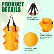 3 Gallon Hanging Strawberry Planter Strawberry Upside Down Planter Plastic Strawberry Grow Bags With Handles Foldable Planting Container For Tomato Herb Vegetables Flower Gardening - Multicolor - View 6