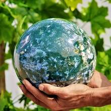 1 quả cầu pha lê mã não rêu quý hiếm tuyệt đẹp, quả cầu thạch anh xanh Geode, bộ sưu tập khoáng vật phong cách Bohemian tuyệt đẹp, quả cầu mã não cỏ nước, đá quý hiếm, trang trí nhà cửa, trang trí nghệ thuật, quà tặng độc đáo cho ngày lễ, món quà hoàn hảo cho Halloween/ - màu xanh lá - Xem 9