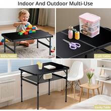 Anbte Mesa de camping plegable, mesa portátil de 36 x 24 pulgadas, altura ajustable máxima 28 pulgadas, con red de almacenamiento, mesa plegable de aleación de aluminio, ligera, asa portátil para viajes, exteriores, patio trasero (negro) - 1 - Ver 5