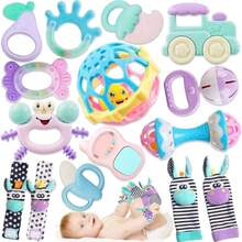 Set de sonajeros mordedera calcetines muñequeras para bebé 0 a 12 meses estimulación temprana regalo - macarrones - Ver 6