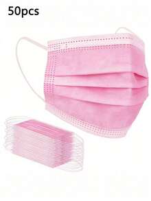 50 pezzi Mascherine monouso, opzioni di colori multipli, morbide e delicate sulla pelle, maschere a 3 strati, con lacci elastici per le orecchie - ideali per casa, scuola, ufficio, attività all'aperto e campeggio! - Multicolore - Visualizzare 17