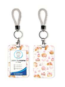 1pc ABS Dessert Series Donut & Cake Roll Pattern Fashion Personalized Cartoon Pull-Push Card Clip Keychain Bag Pendant, Student Wristband Card Clip, Women Student Card Clip, ID Bus Protection Cover, Student Campus Card Protection Cover - Rectangle - View 14