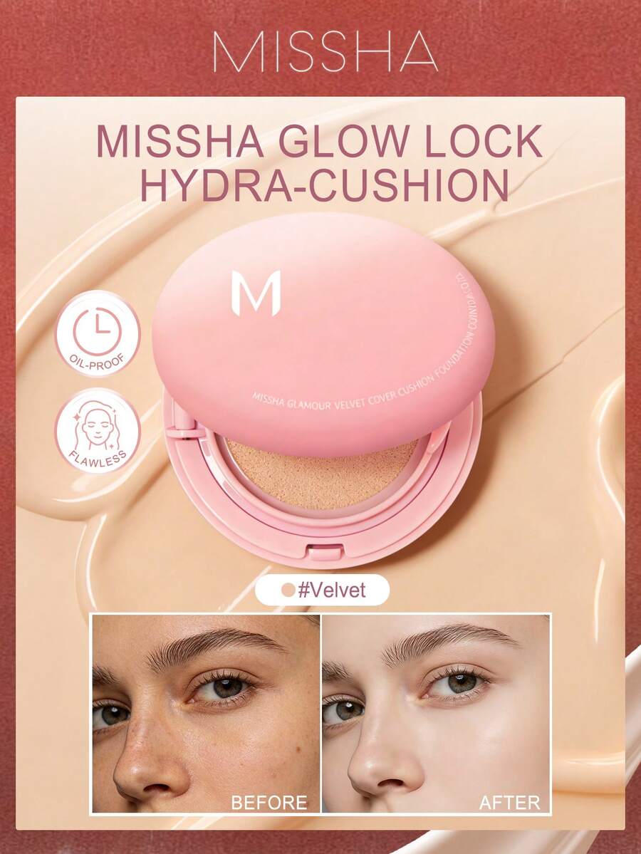 MISSHA M Charm Cushion Foundation | Hidratante, Cubridor, Crea un acabado radiante y luminoso, Ligero y de larga duración - Niebla difusa - Ver 1