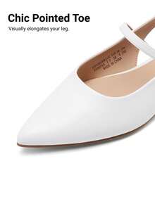 Women Slingback Pointed Toe Flats Mary Jane Ballet Flat With Buckle Strap Low Heel Dressy Flats Modern Lady Chic Shoes - 白色 - 查看 8